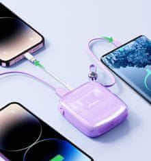 Joyroom Jelly Series JR-L002 powerbanka 10000mAh 22,5W se zabudovaným kabelem USB-C Fialová