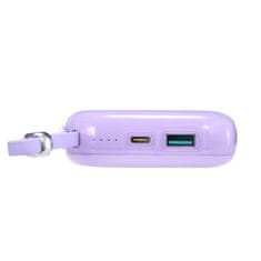 Joyroom Jelly Series JR-L002 powerbanka 10000mAh 22,5W se zabudovaným kabelem USB-C Fialová