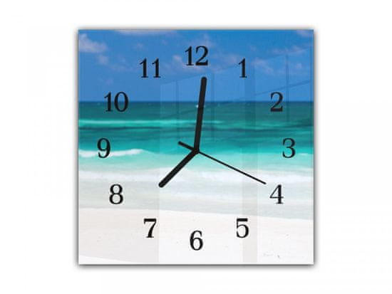 Glasdekor Nástěnné hodiny 30x30cm tropické moře