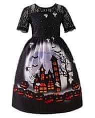 EXCELLENT Dívčí šaty černé s krajkou vel.134 - Halloween