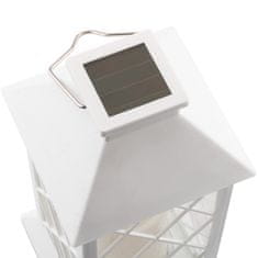 LUMILED Solární zahradní lampa LED stojací závěsná bílá LIRIO 28cm