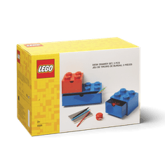 LEGO Storage stolní boxy se zásuvkou Multi-Pack 3 ks - červená, modrá