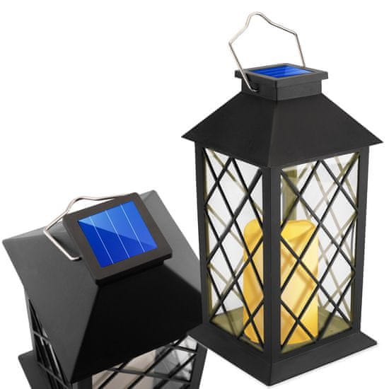 LUMILED Solární zahradní lampa LED stojací závěsná černá LIRIO 28cm