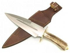 Muela DUQUE-25A lovecký nůž - dýka 25 cm, jelení paroh, ocel, kožené pouzdro