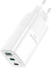 CubeNest síťová nabíječka S3D0, PD, GaN, 65W, 2x USB-C, 1x USB-A, bílá