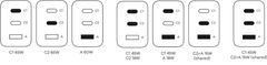 CubeNest cestovní adaptér S3D1, PD,65W, 2x USB-C, 1x USB-A, 4 světové koncovky, bílá