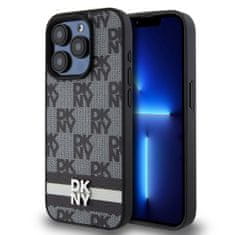 DKNY Zadní Kryt PU Leather Checkered Pattern and Stripe pro iPhone 12/12 Pro černý