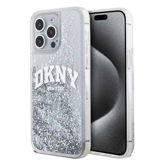 DKNY Zadní Kryt Liquid Glitter Arch Logo na iPhone 15 Pro Max Transparent