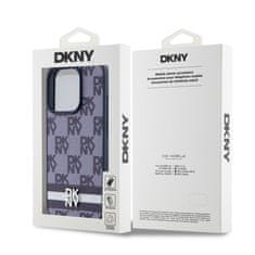 DKNY Zadní Kryt PU Leather Checkered Pattern and Stripe pro iPhone 15 Pro modrý
