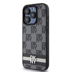 DKNY Zadní Kryt PU Leather Checkered Pattern and Stripe pro iPhone 12/12 Pro černý