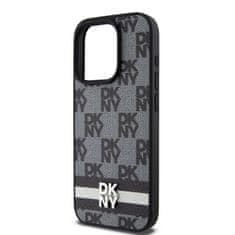 DKNY Zadní Kryt PU Leather Checkered Pattern and Stripe pro iPhone 12/12 Pro černý
