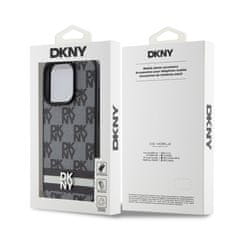 DKNY Zadní Kryt PU Leather Checkered Pattern and Stripe pro iPhone 12/12 Pro černý