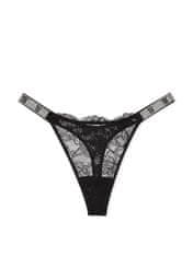 Victoria Secret Dámská tanga Shine Strap s kamínky z luxusní kolekce s krajkou černé XS