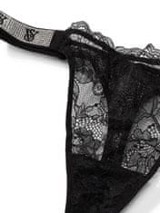 Victoria Secret Dámská tanga Shine Strap s kamínky z luxusní kolekce s krajkou černé XS