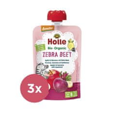 Holle 3x Zebra Beet Bio ovocné pyré jablko, banán a červená řepa, 100 g (6 m+)