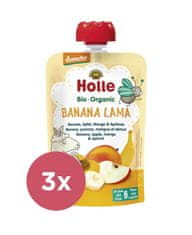 Holle 3x Banana lama Bio ovocné pyré banán, jablko, mango, meruňka, 100 g (6 m+)