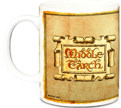 CurePink Keramický hrnek The Hobbit|Hobit: Middle Earth (objem 300 ml) bílý