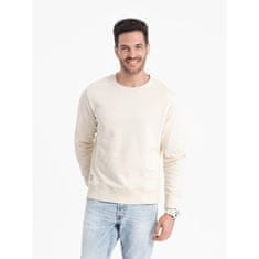 OMBRE Pánská mikina BASIC s kulatým výstřihem krémová MDN125411 XL