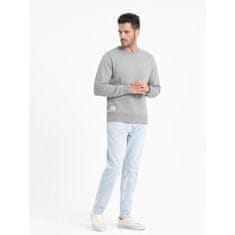 OMBRE Pánská mikina BASIC s kulatým výstřihem šedá MDN125410 XXL