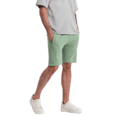 OMBRE Pánské pletené šortky se stahovací šňůrkou a kapsami zelené MDN125415 XL