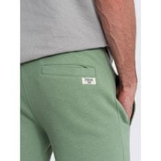 OMBRE Pánské pletené šortky se stahovací šňůrkou a kapsami zelené MDN125415 XL