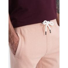 OMBRE Pánské pletené šortky se stahovací šňůrkou a kapsami pudrově růžové MDN125420 XL