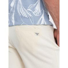 OMBRE Pánské pletené šortky se stahovací šňůrkou a kapsami krémové MDN125421 XL