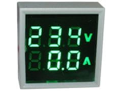 HADEX Voltmetr, ampérmetr AD101-22VAMS panelový MP 50-500VAC+0-100AAC, zelen