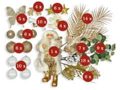 LAALU.cz Sada vánočních ozdob 106 ks v boxu NĚŽNÁ CHAMPAGNE na vánoční stromek 120-210 cm