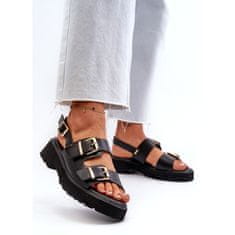 Dámské sandály s přezkami z kůže Eko velikost 38