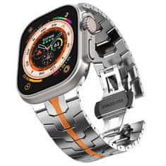 4wrist Ocelový tah Iron Man pro Apple Watch 42/44/45/49 mm - Silver/Orange