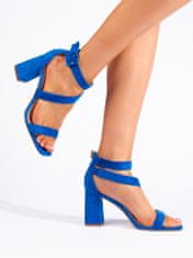 Amiatex Klasické dámské modré sandály na širokém podpatku, odstíny modré, 40