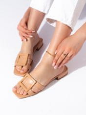 Amiatex Pohodlné dámské hnědé nazouváky + Ponožky Gatta Calzino Strech, odstíny hnědé a béžové, 38