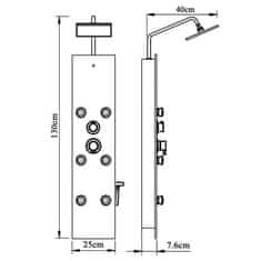 Vidaxl Sprchový panel skleněný 25 x 47,5 x 130 cm černý
