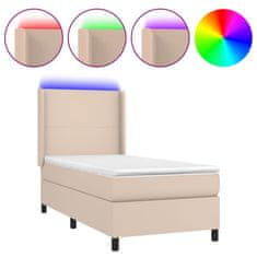 Petromila Box spring postel matrace a LED cappuccino 90x200 cm umělá kůže