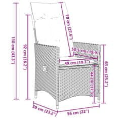 Petromila 11dílný zahradní bistro set s poduškami černý polyratan