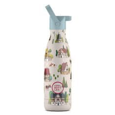 Cool Bottles Dětská nerezová termolahev COOL BOTTLES Kids Tudor Village třívrstvá 350ml 3D