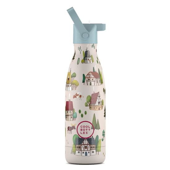 Cool Bottles Dětská nerezová termolahev COOL BOTTLES Kids Tudor Village třívrstvá 350ml 3D