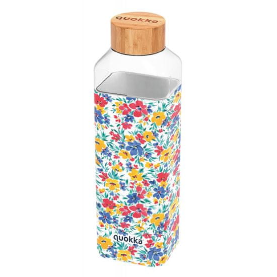 QUOKKA Storm, Skleněná láhev se silikonovým povrchem DITSY FLORAL, 700ml, 40026