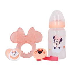 Stor DISNEY BABY 4 dílný dárkový set MINNIE MOUSE (láhev, kousátko, dudlík a držák), 13108