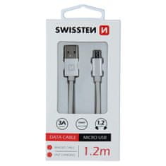 SWISSTEN Swissten textilní datový kabel Usb / Micro Usb 1,2 M Stříbrný 8595217455474
