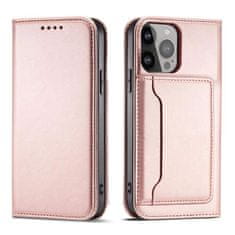 FORCELL Knížkové pouzdro Magnet Card Case pro iPhone 13 Pro Max se stojánkem a kapsou na karty , růžová, 9145576251003