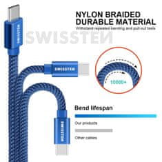 SWISSTEN Swissten textilní datový kabel Usb / Usb-C 0,2 M Modrý 8595217457997