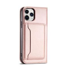 FORCELL Knížkové pouzdro Magnet Card Case pro iPhone 12 se stojánkem a kapsou na karty , růžová, 9145576250761