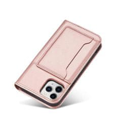 FORCELL Knížkové pouzdro Magnet Card Case pro iPhone 12 se stojánkem a kapsou na karty , růžová, 9145576250761