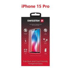 SWISSTEN Sklo Swissten Full Glue, Color Frame, Case Friendly Pro Apple Iphone 15 Pro Černé
