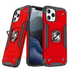 WOZINSKY Ring Armor pouzdro iPhone 14 Pro Max , pancéřové s magnetickým úchytem a kroužkem , červená