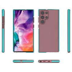 FORCELL Ultratenké TPU pouzdro 0,1mm s barevným rámečkem pro Samsung Galaxy S22 Ultra jasně, růžová, 9145576244159