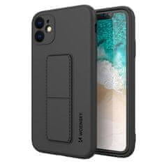 WOZINSKY Kickstand flexibilní silikonové pouzdro se stojánkem na iPhone 12 Pro , černá