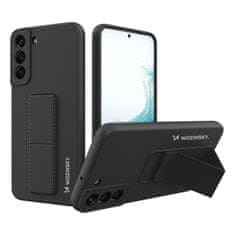 WOZINSKY Kickstand flexibilní silikonové pouzdro se stojánkem pro Samsung Galaxy S22+ , černá